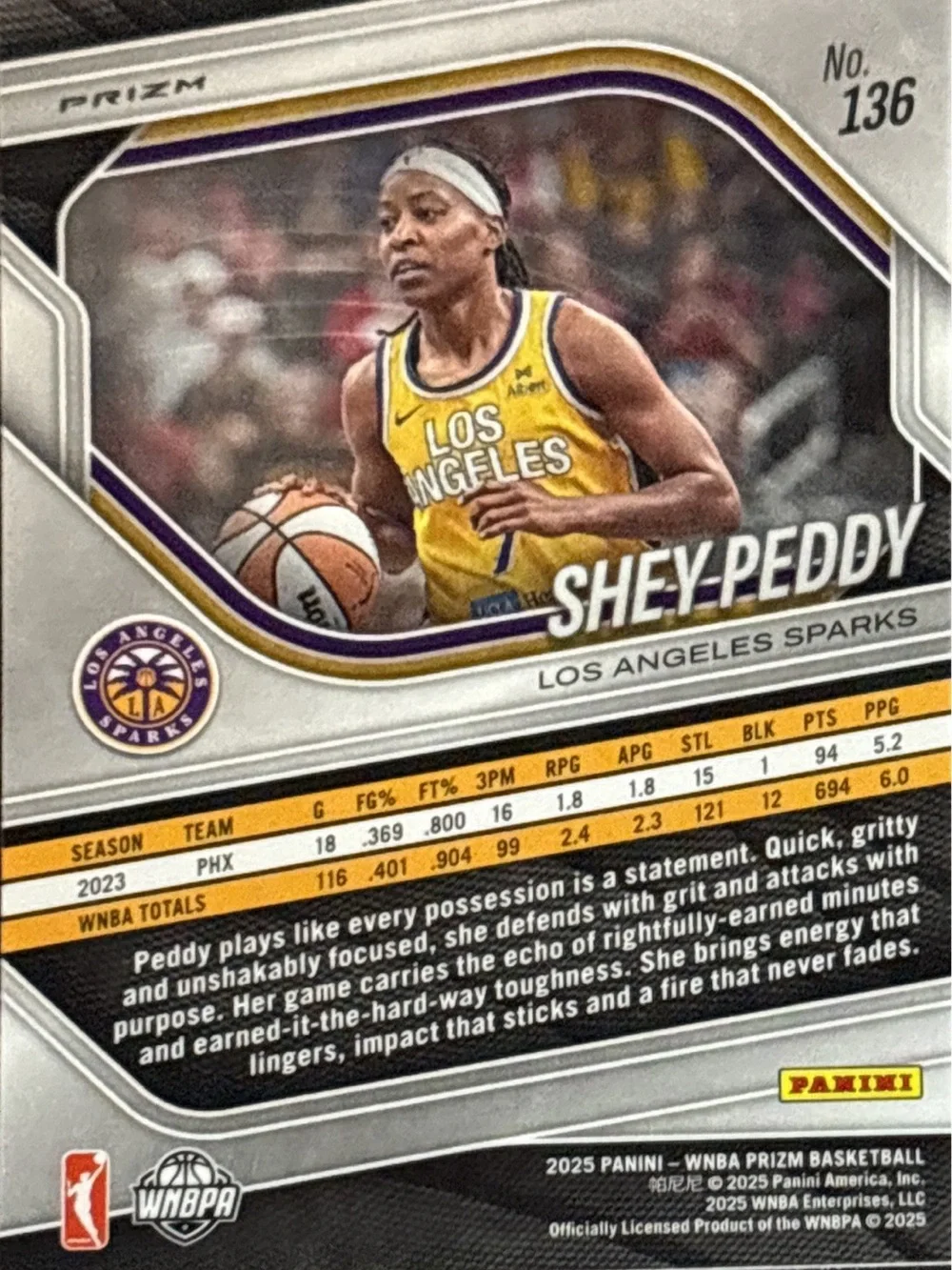 Panini Prizm Shey Peddy Los Angeles Sparks blue Prizm